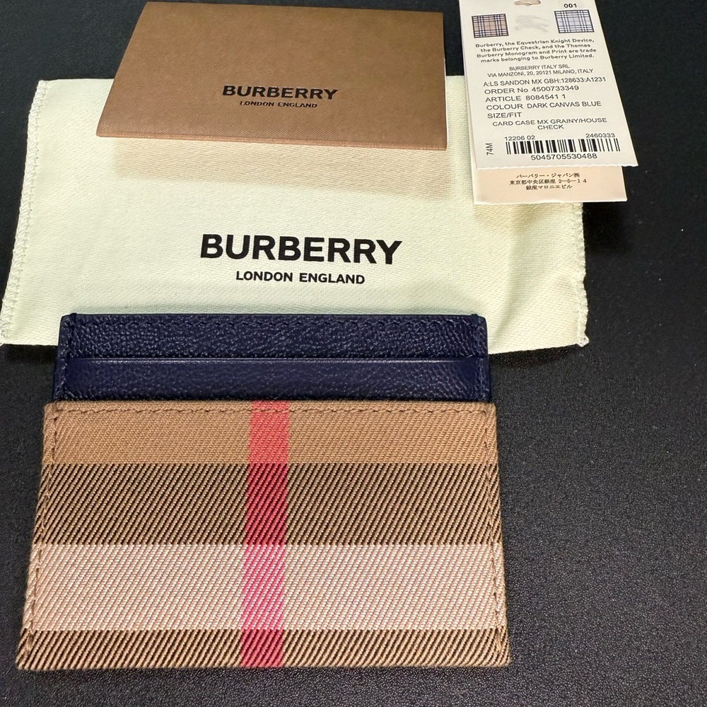 Burberry Card Case Dark Blue Canvas/Leather - Picture 3 of 3